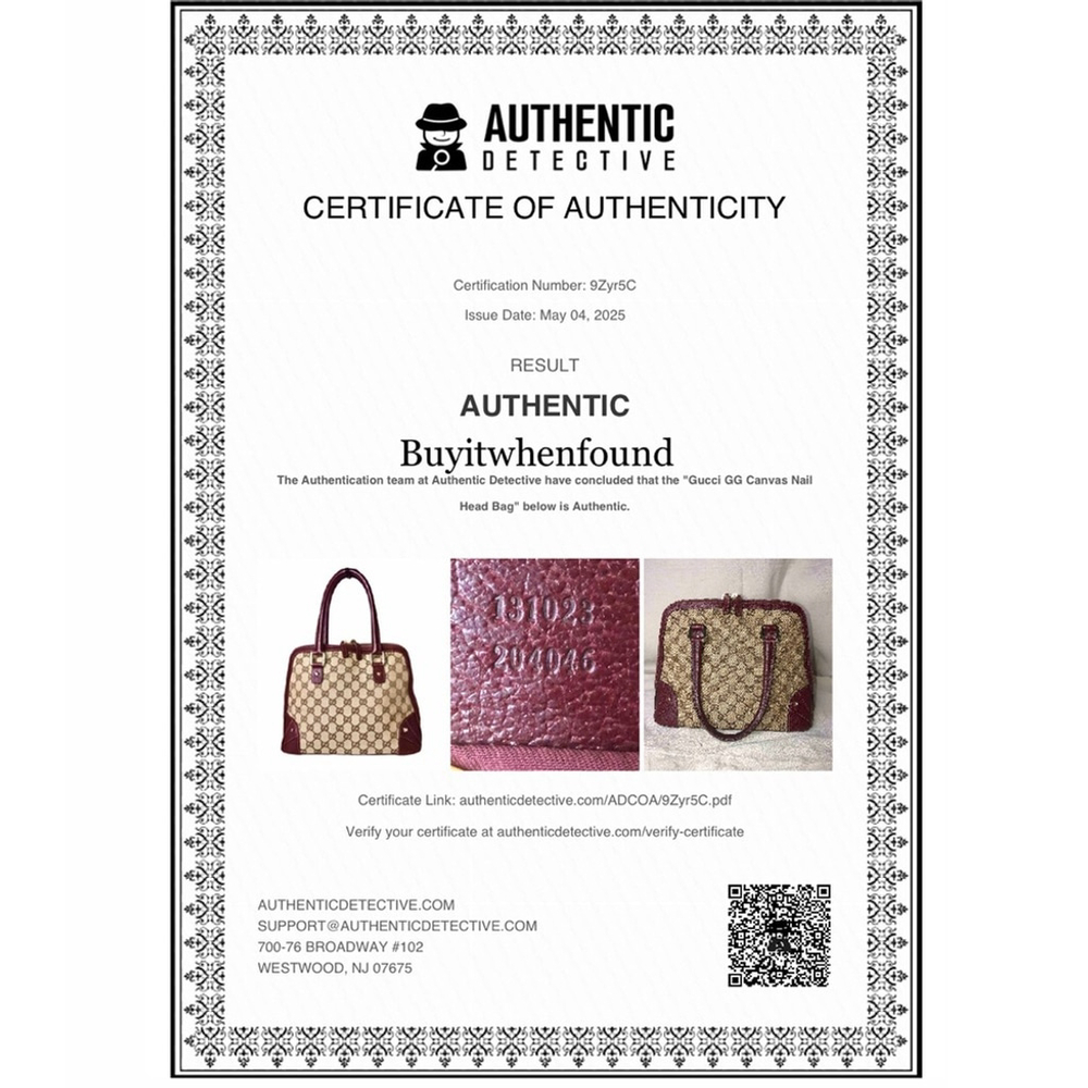 GUCCI GG Canvas Wine Leather Top Handle Dome Tote COA, GUCCI Dust Bag MINT COND - Picture 3 of 17